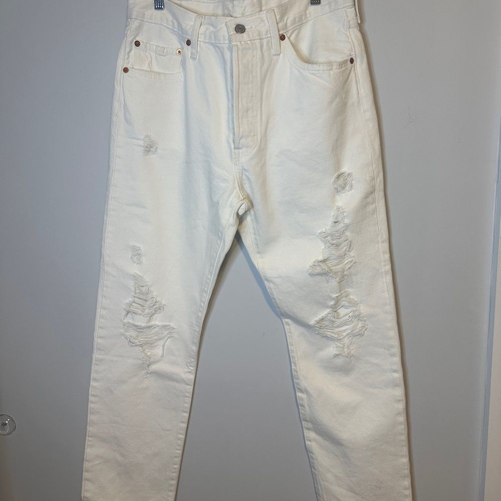 Levi's 501 Jeans‎ White Distressed size 31 Waist Womens